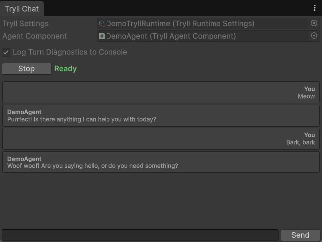 Tryll Chat Window in Unity